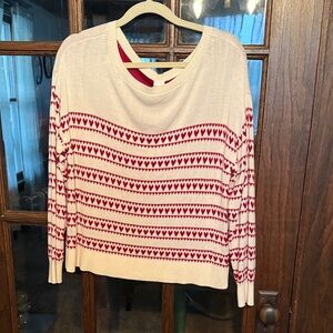 PINK‎ Victoria's Secret Red and Cream Heart Sweater